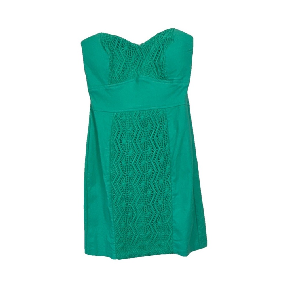 Teeze Me Teal Green Strapless Crochet Lace Mini Dress Sweetheart Size 11